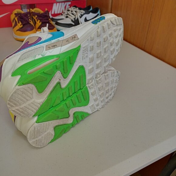 Size 10 - Ruohan Wang x Nike Air Max 90 Flyleather Multicolor - Picture 9 of 10